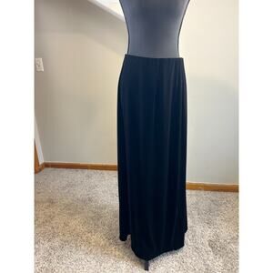 Worthington Black Velvet Midi Skirt 14 Whimsygoth Witchy Romantic A-Line Slit